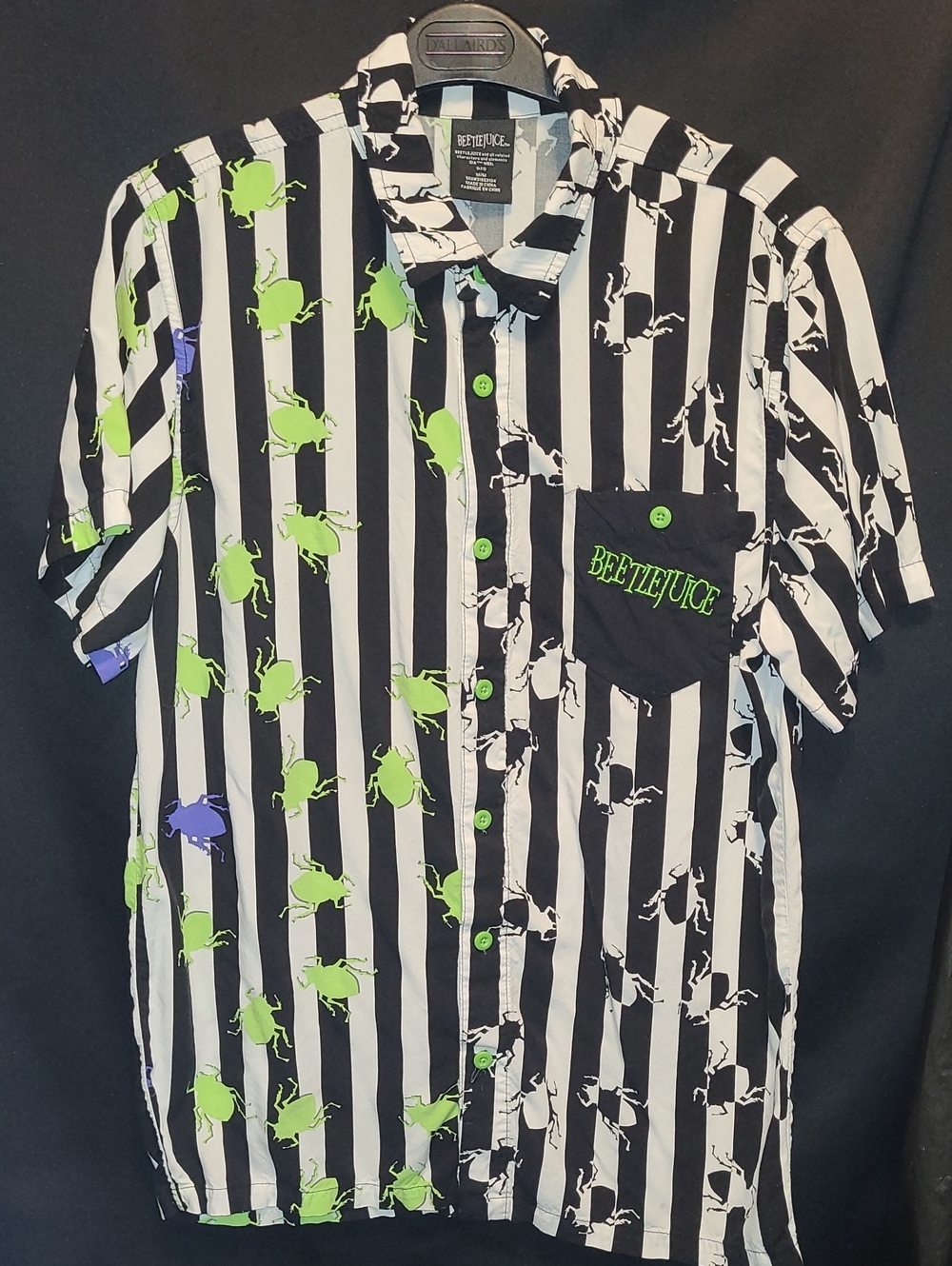 Beetlejuice Spider Button Down Shirt SIZE MED